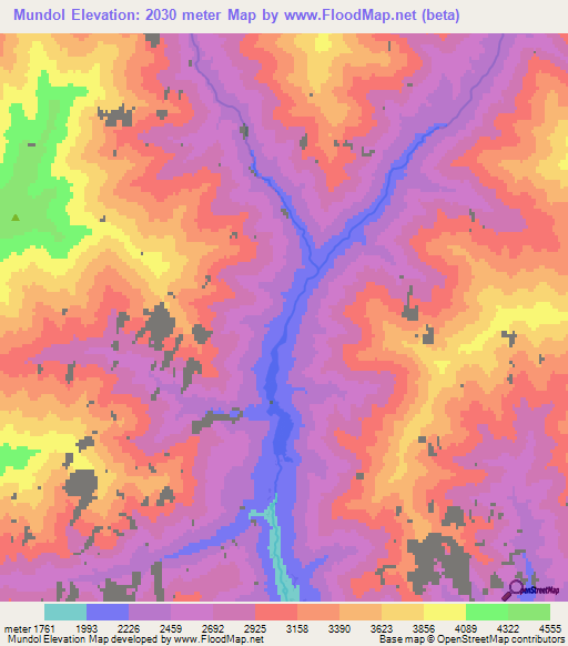 Mundol,Afghanistan Elevation Map