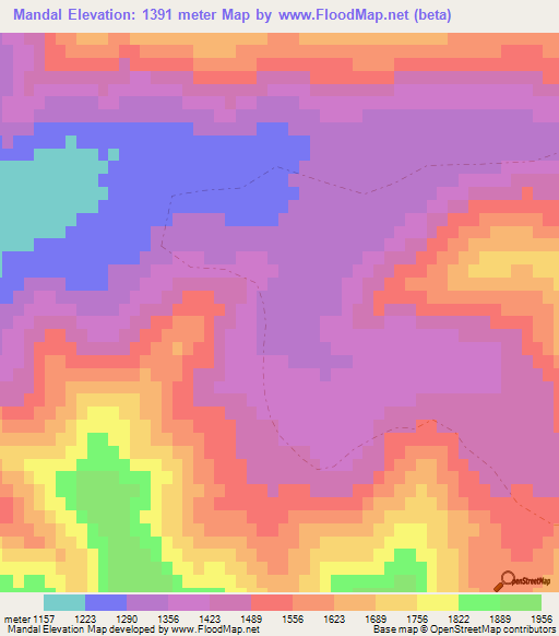 Mandal,Afghanistan Elevation Map