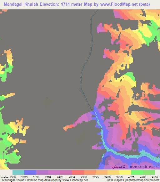 Mandagal Khulah,Afghanistan Elevation Map