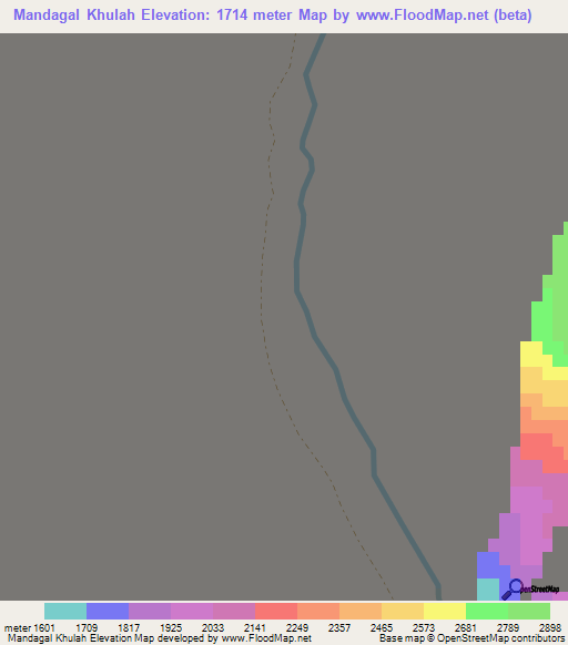 Mandagal Khulah,Afghanistan Elevation Map