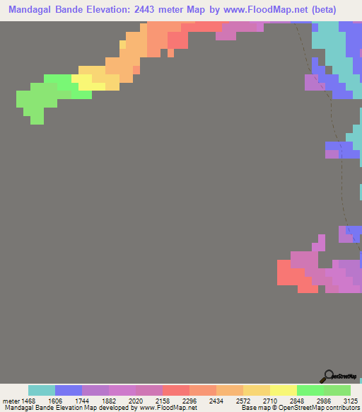 Mandagal Bande,Afghanistan Elevation Map