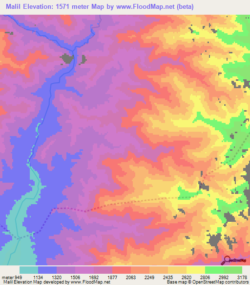 Malil,Afghanistan Elevation Map