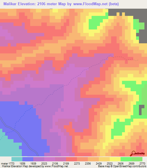 Malikar,Afghanistan Elevation Map