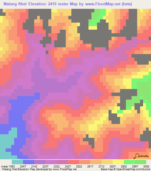 Malang Khel,Afghanistan Elevation Map