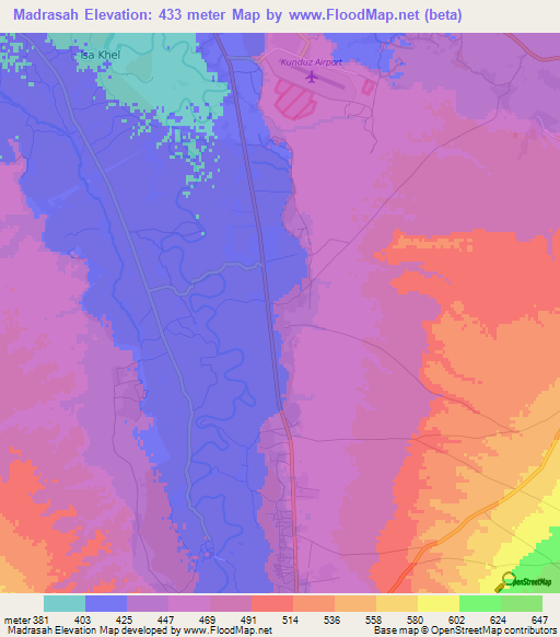 Madrasah,Afghanistan Elevation Map