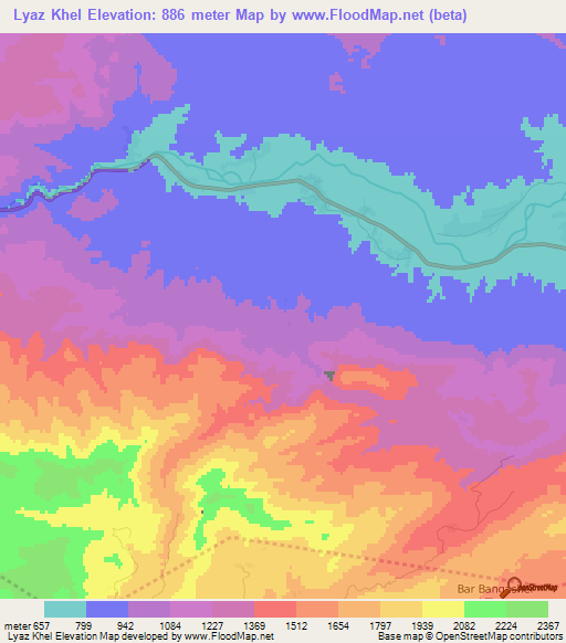 Lyaz Khel,Afghanistan Elevation Map