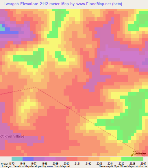 Lwargah,Afghanistan Elevation Map