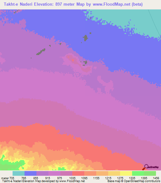 Takht-e Naderi,Iran Elevation Map