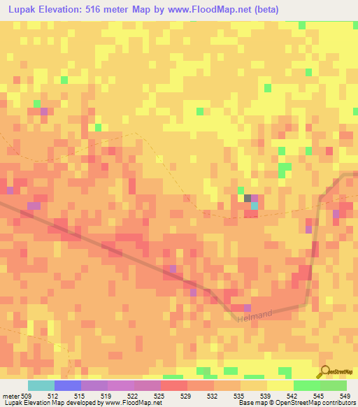 Lupak,Afghanistan Elevation Map