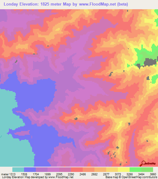 Londay,Afghanistan Elevation Map