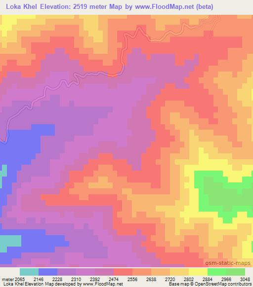 Loka Khel,Afghanistan Elevation Map