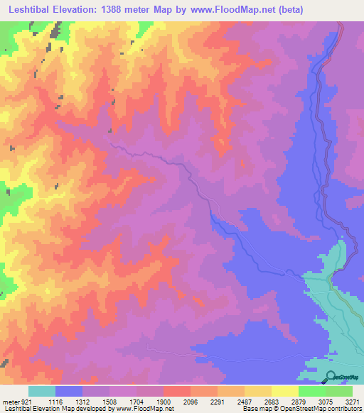 Leshtibal,Afghanistan Elevation Map