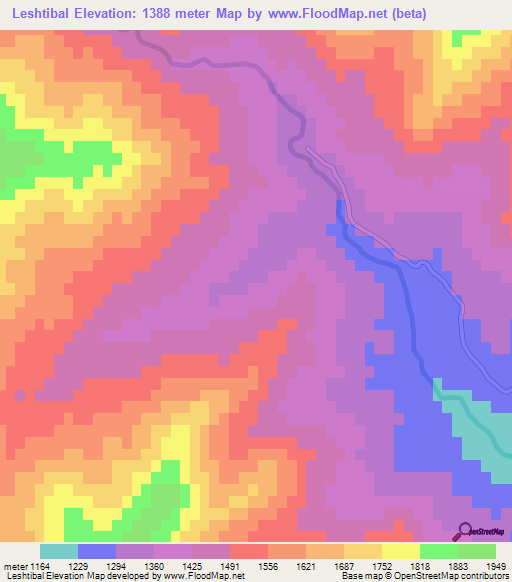 Leshtibal,Afghanistan Elevation Map