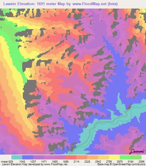 Lawsin,Afghanistan Elevation Map