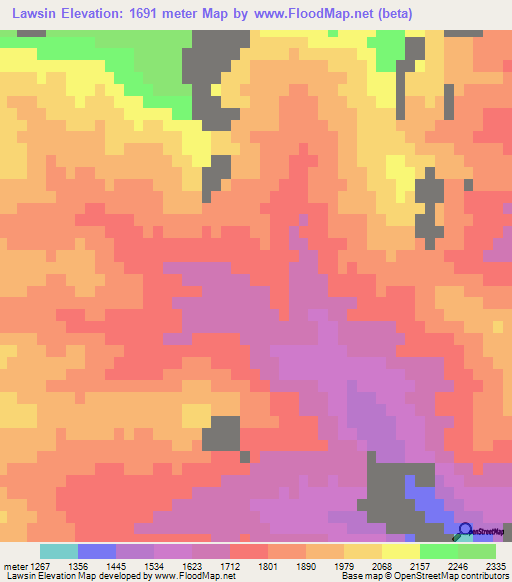 Lawsin,Afghanistan Elevation Map