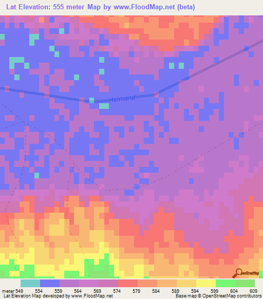 Lat,Afghanistan Elevation Map