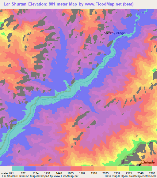 Lar Shurtan,Afghanistan Elevation Map