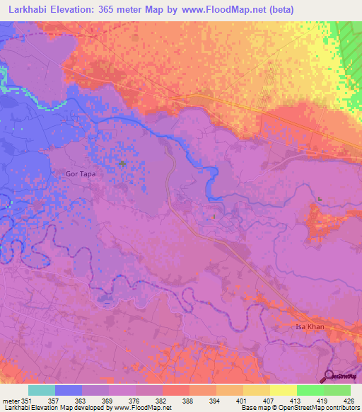 Larkhabi,Afghanistan Elevation Map