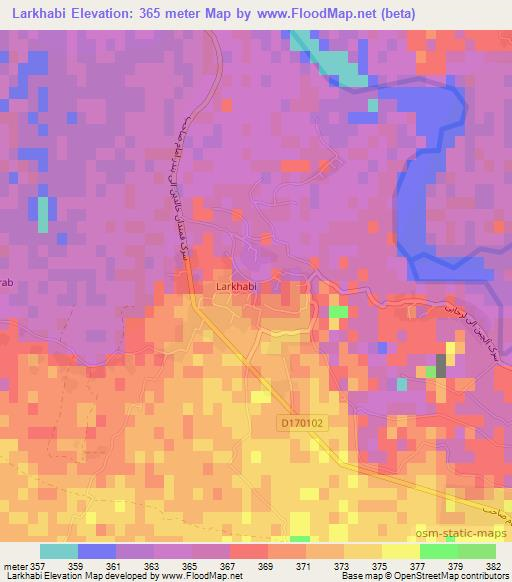 Larkhabi,Afghanistan Elevation Map