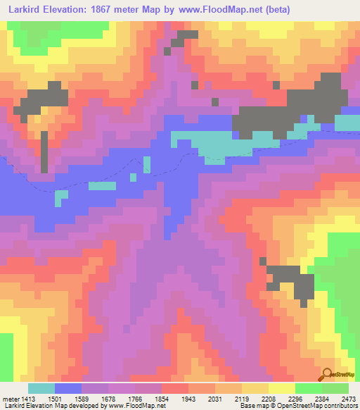 Larkird,Afghanistan Elevation Map
