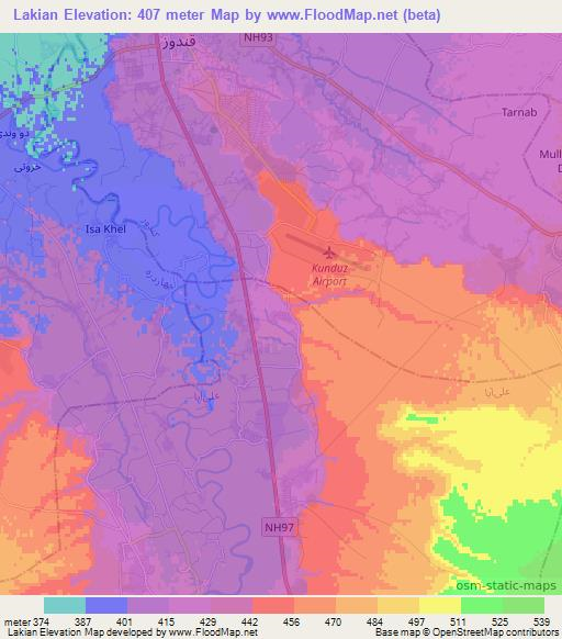 Lakian,Afghanistan Elevation Map