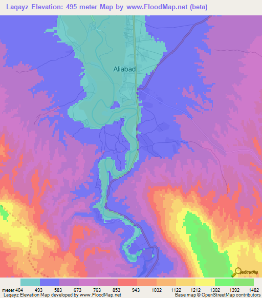 Laqayz,Afghanistan Elevation Map