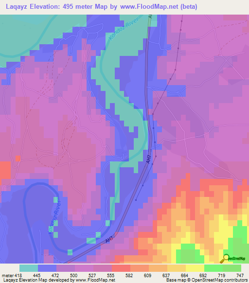 Laqayz,Afghanistan Elevation Map