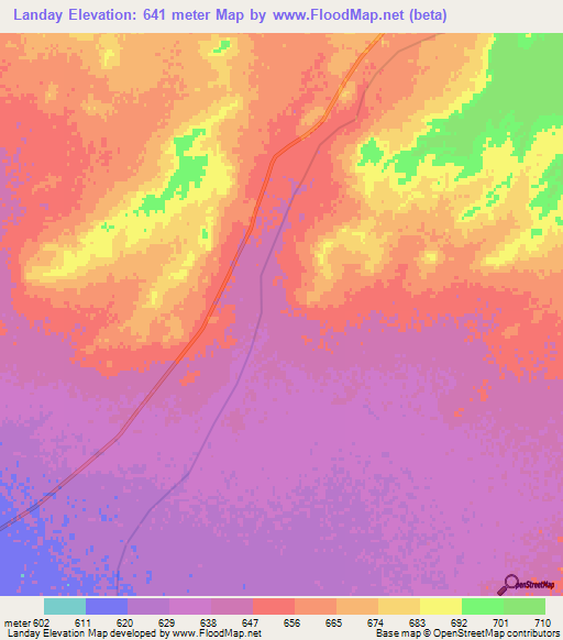 Landay,Afghanistan Elevation Map