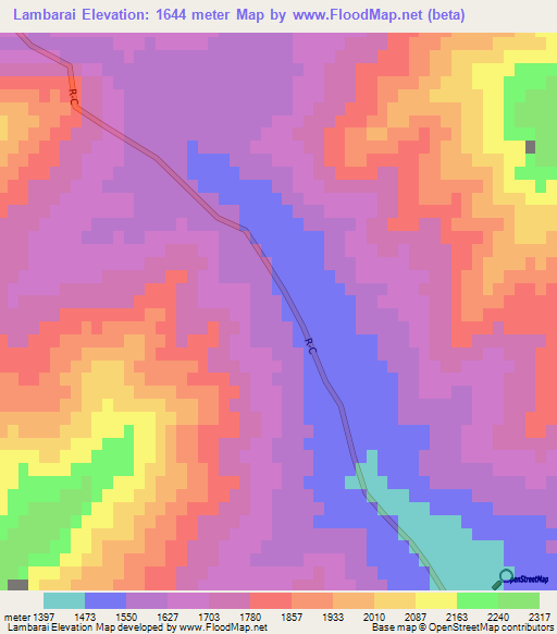 Lambarai,Afghanistan Elevation Map