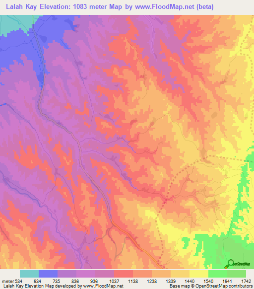 Lalah Kay,Afghanistan Elevation Map