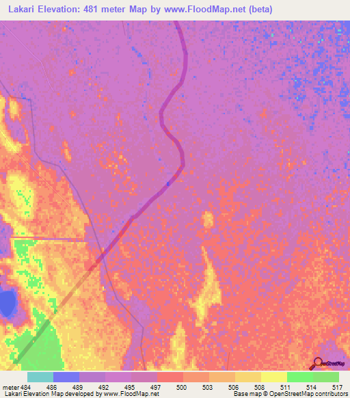 Lakari,Afghanistan Elevation Map