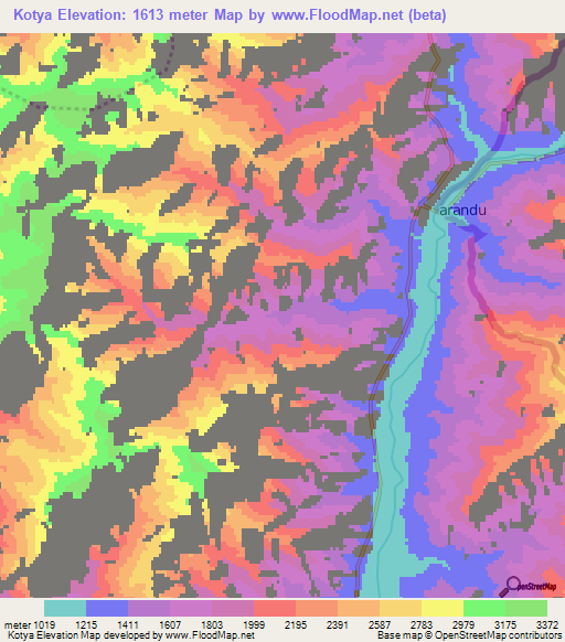 Kotya,Afghanistan Elevation Map
