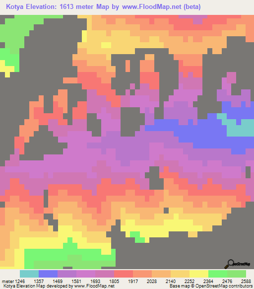 Kotya,Afghanistan Elevation Map