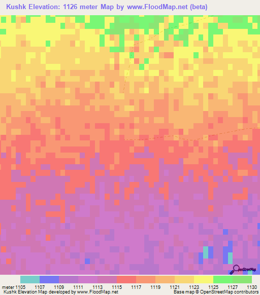 Kushk,Afghanistan Elevation Map