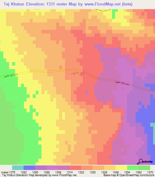 Taj Khatun,Iran Elevation Map