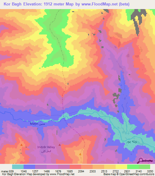 Kor Bagh,Afghanistan Elevation Map