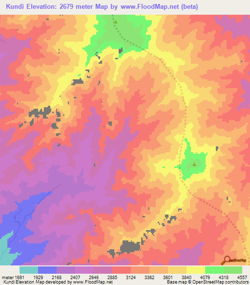 Kundi,Afghanistan Elevation Map
