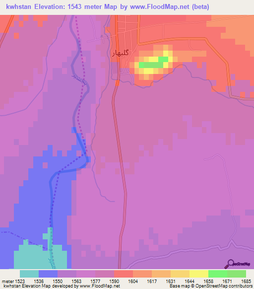 kwhstan,Afghanistan Elevation Map