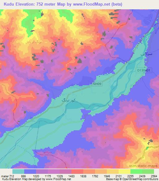 Kudu,Afghanistan Elevation Map