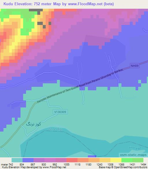 Kudu,Afghanistan Elevation Map