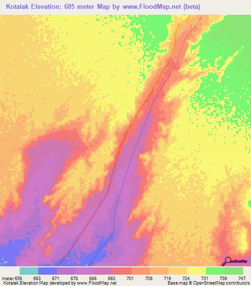 Kotalak,Afghanistan Elevation Map