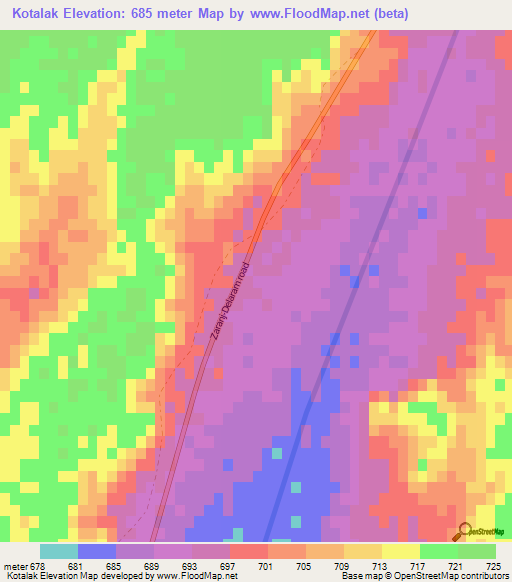 Kotalak,Afghanistan Elevation Map