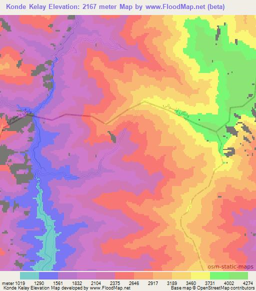 Konde Kelay,Afghanistan Elevation Map