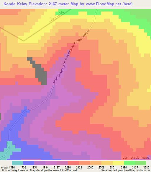 Konde Kelay,Afghanistan Elevation Map