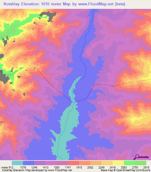 Kotahlay,Afghanistan Elevation Map
