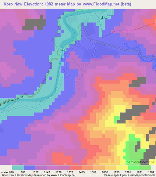 Koro Naw,Afghanistan Elevation Map