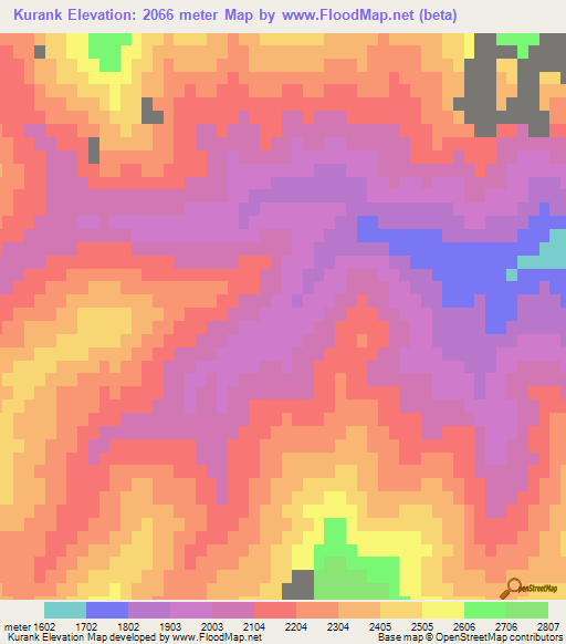 Kurank,Afghanistan Elevation Map