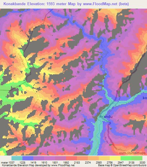Konakbande,Afghanistan Elevation Map
