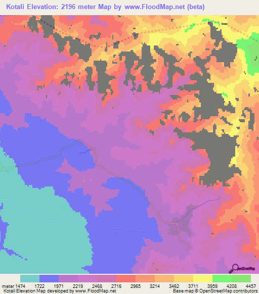 Kotali,Afghanistan Elevation Map