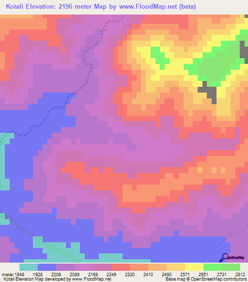 Kotali,Afghanistan Elevation Map
